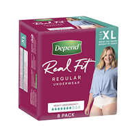 Depend Real Fit Super Underwear for Women, 880ml, 122-162cm, Extra Large Waist, Nude, 8/Pack Pack