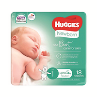 Huggies Unisx N/Born Nappies 18/Pk 8/Ctn Carton