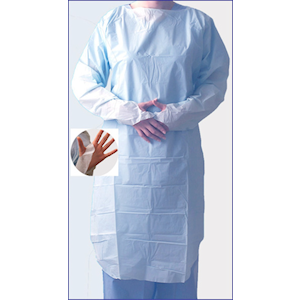 Halyard Thumbs-Up Impervious Film Isolation Gowns, Blue, Open Back, Regular Size, Each Each