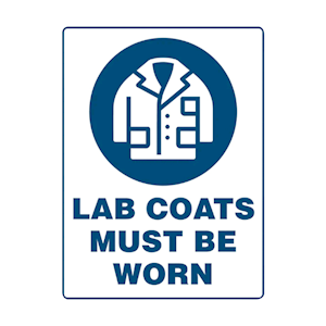 Livingstone Safety Signs, Lab Coats Must Be Worn, 30 x 22.5cm, Self-Adhesive Vinyl, Each Each