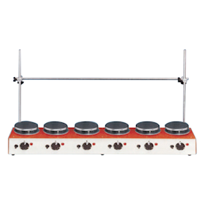 Labec Multi Position Round Top Extraction Heater, 6 Places, Flasks Up To 500mL, 80 x 17 x 20cm, Max 450degC, Hot Plate Top: 85 mm, Each Each