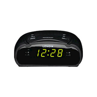 Lenoxx Clock Radio AM/FM, with Green LED Time Numbering, Each Each