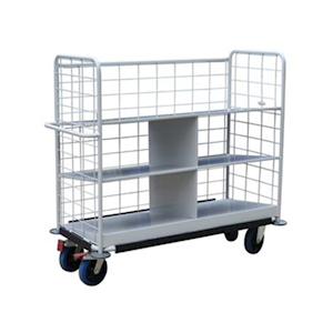 Clean Linen Trolley with 3 Sloping Shelves, 1450(L)mm x 650(W)mm x 1400(H)mm, 200mm Wheels(2 Fixed and 2 Swivel Locking), Powder Coated Each