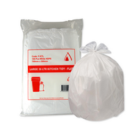 Livingstone Garbage Bag Bin Liner, Kitchen Tidy, 36 Litres, 58 x 66cm, 15um, Heavy Duty, Flat Seal, White, 50/Pack, 50/PK Pack