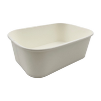 LivEco Rectangular Paper Take Away Container Base, 750ml, 320GSM + 30GSM PLA, White Paper, 300 Pieces/Carton Carton