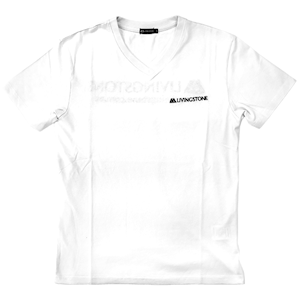 Livingstone V-Neck T-Shirt, 100pct Cotton, 45+ Thread Count, 220GSM Yarn Weight, Extra Small, White, Each Each