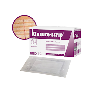 Klosure-Strip Livingstone Reinforced Wound Skin Closure Strips No. 04, 6 x 100mm, 5 Pieces/Pack, 50 Packs/Box, 250/Box Box