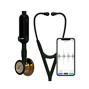 3M Littmann Core Digital Stethoscope, High Polish Copper Chestpiece, Black Tube, Steam and Headset, 27 inches, Each Each