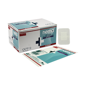 Out of Date, Nema Adhesive Island Dressing with Non-Adherent Pad Nonwoven 8.2 x 6cm White Sterile 50/Box Price Discounted While Stocks last