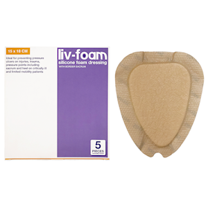 Liv-Foam Silicone Foam Dressing, 15 x 18cm, with Border, Self Adherent, Sacrum, Each Loose