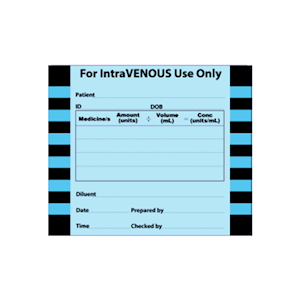 Mermed Australia Intravenous Label, 60 x 50mm, Latex Free Adhesive, Blue, Small, 500 Pieces/Roll