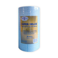 Maxvalu Super Delux Cleaning Wipe, 50 x 30cm, Perforated, Blue, 85 Sheets/Roll, 6 Rolls/Carton Carton