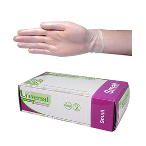 Universal Vinyl Gloves, Recyclable, 5.5g, Low Powder, Large, Blue, HACCP Grade, 100/Box Box