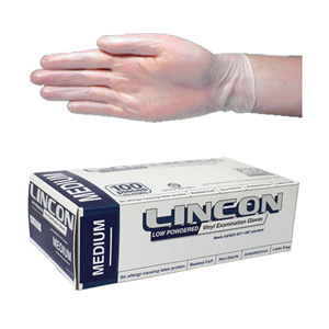 Out of Date, BIG DISCOUNT Lincon Vinyl Exam Gloves Low Powder, Recyclable, 6.5g Large, Clear, 100/Box As NEW Condition, Whilst Stock Last