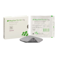 Mepilex Ag Border Antimicrobial Foam Dressing, 7.5 x 7.5cm, Self Adherent, 5 Pieces/Box Box