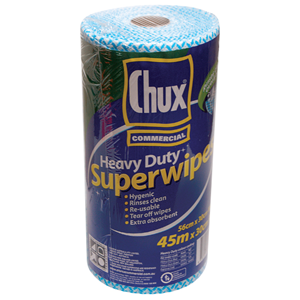 Chux Heavy Duty Superwipes, 56 x 30cm, 45 Metres, Perforated, Blue, Loose