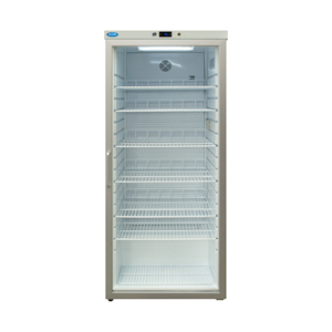 Nuline HR600G Pharmacy Fridge Glass Door, Fan Force System, 570L, 775(W) x 750(D) x 1850(H) mm, 10 Adjustable Shelves, 95Kg, Each Each