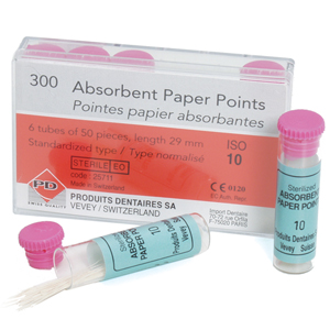 PD Absorbent Paper Points, ISO Size No. 15, Biodegradable, Sterile, White, 50/Vial, 6 Vials/Pack Pack