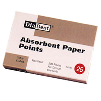 Diadent Absorbent Paper Points, ISO Size No. 25, Biodegradable, Sterile, Red, 200/Pack Pack