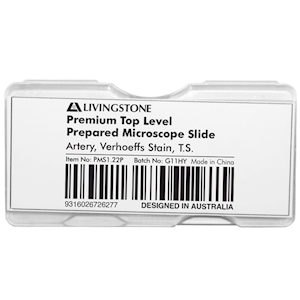 Livingstone Premium Top Level Prepared Slide, Artery, Verhoeffs Stain, Transverse Section, Each Each