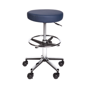 Premium Round Stool, with Foot Ring, Navy Blue, Each Each