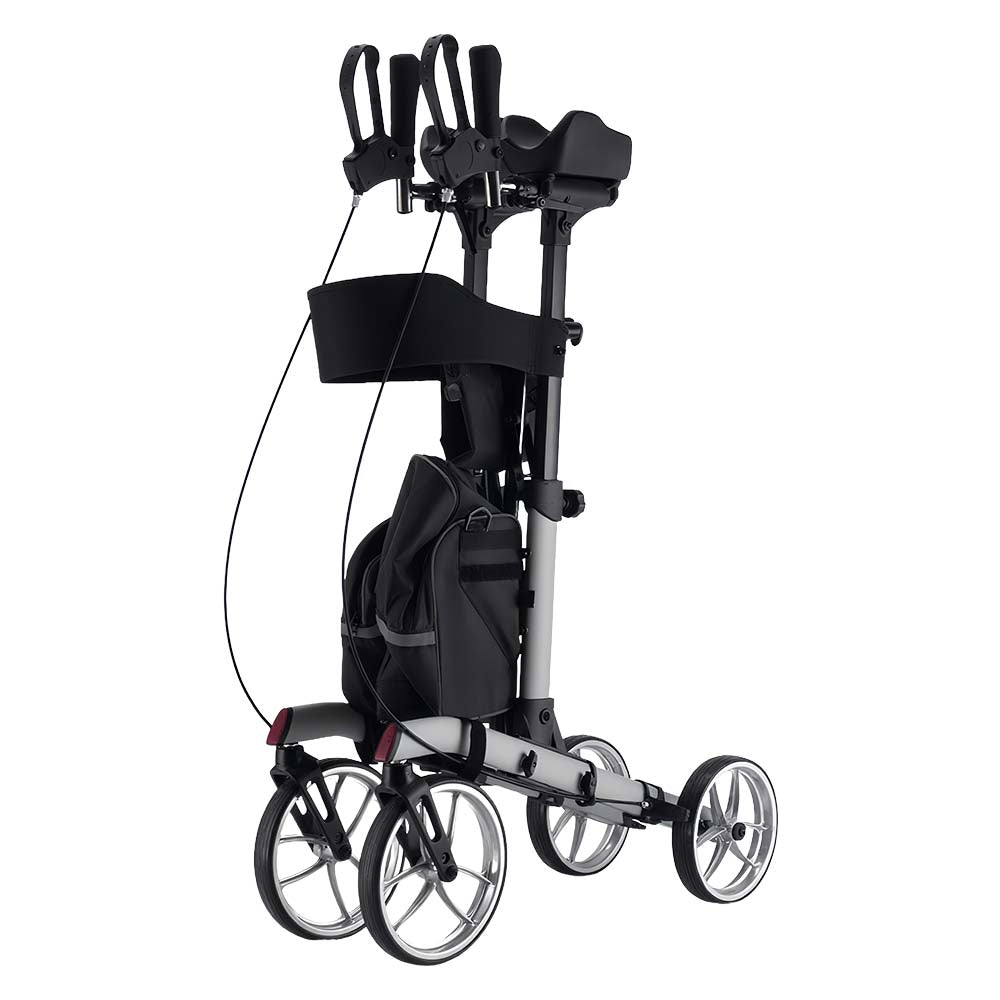 Livingstone Upright Rollator Walker, 10" Front Wheel with Seat and Bag, Grey, Each