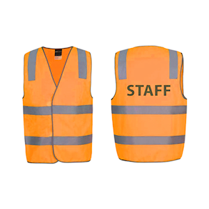 Livingstone High Visibility Safety Vest with Night Reflectivity, Customised Print Staff (Back), School Logo (Front), 2X-Large, Orange, Ea Each