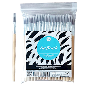 Sofeel Lip Brush, 10cm, Brown Bristle, Biodegradable Bamboo Handle, Disposable, 50/Pack Pack