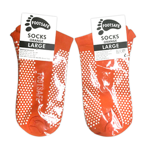 Foot Safe Safety Socks, Slip-Resistant, Large, Orange, 12 Pairs/Bag Bag