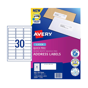 LABEL 63X25.4MM 30/SHEET 100/BX DL30 (AVD938111) Box