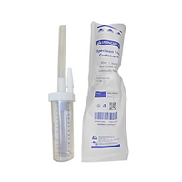Livingstone Specimen Mucus Trap Containers with Silicone Tube, 80ml, Printed 70ml, with Cap and Patient Label, Sterile, 50/BX Box