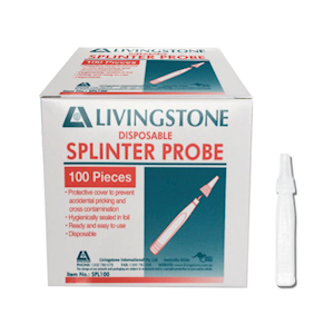 Livingstone Disposable Splinter Probe, Single Use Packing, 5 Single Probes/Blister, 100 Probes/Box Box