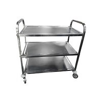 Stainless Steel Grade 316, 3 Tier Trolley, with Brakes, Large, 95 x 50 x 95cm, 150kg Total Capacity, Each Each