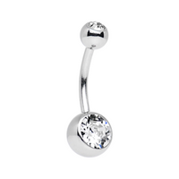 ABK Surgical Steel Double Jewelled Navel Banana, 5 and 8 x 12(L) mm, Crystal, Sterile, Each