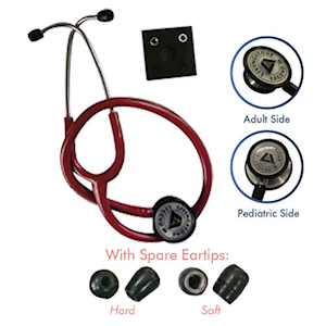 Livingstone Cardiology Legend 3 Combo-Head Adult and Paediatric Dual Head Chest Piece Stethoscope, Highest Acoustic Sensitivity, Burgundy Each