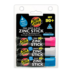 Sun Zapper Zinc Stick, 12 grams, SPF 50+, Blue, Pink and White, 3/Pack Pack
