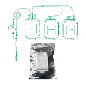 Terumo Triple Blood Bag, 450ml, with Diversion Blood Sampling Arm and Donor Care Needle Guard CPD Anticoagulant SAG-M, 24 Pieces/Carton Carton
