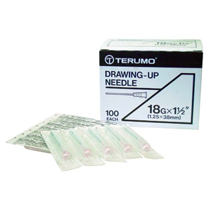 Terumo Drawing Up Needle, 18 Gauge x 1.5 Inches, 38mm, 100/Box Box