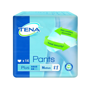 Tena Pants Plus, 80 to 110cm, 1440ml, Medium, 14 Pieces/Pack, 4 Packs/Carton Carton