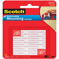 3M Mounting Foam Squares, 64 Squares/Pack Each