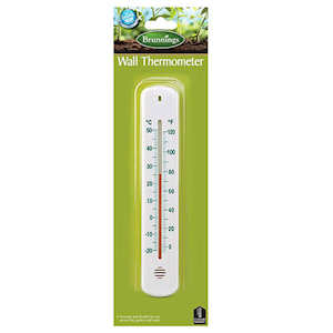 Brunnings Wall Thermometer, 40 x 210 x 10mm, Celsius and Fahrenheit Calibration, 12 Pieces/Box Box