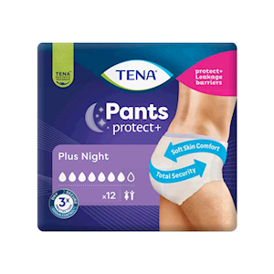 Tena Pants Protect Plus Night, 80 - 110cm, Unisex, Medium, 12 Pieces/Pack