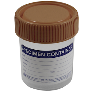Livingstone Specimen Sample Container, Stool Specimen Jar, 60-70ml, with Spoon and Screw Cap, Labelled, Recyclable Polypropylene, 550/Carton