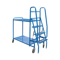 MHA Order Picking Ladder Trolley, 2-Tier, 1457 x 550 x 1613mm, 300kg Load Capacity, Each Each