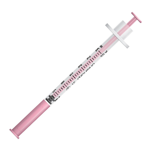 Terumo Unisharp Fixed Needle Syringe, 0.3mL, 31G x 8mm, with Pink Plunger, 100 Pieces/Box