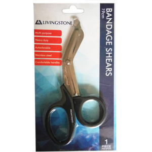 Livingstone Multi-Purpose Shears, Bandage Scissors, 19cm, Autoclavable, Stainless Steel, in Retail Display Pack, Each Each
