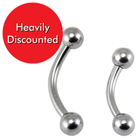 Yoop Banana Barbell, Micro, 16ga, 8x3mm, Surgical Ss