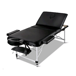 Zenses Aluminium 3-Fold Massage Table, 210 (L) x 80 (W) x 59 - 80cm (H), 250kg Capacity, Black, Each Each
